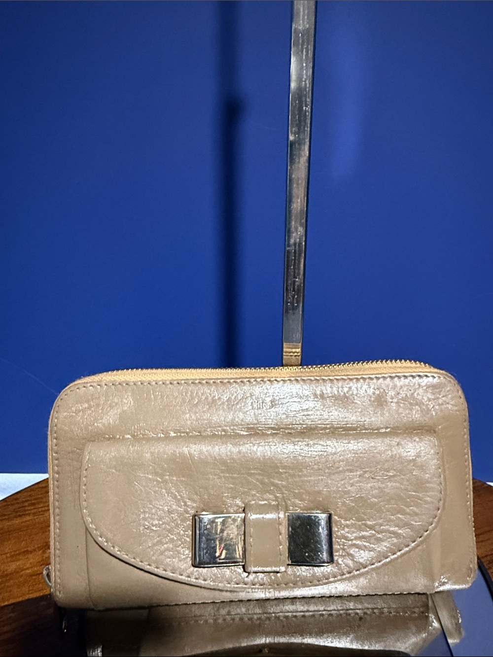 CHLOE Heavy Beige Leather Long Zip Around Wallet